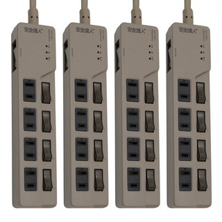 安全達人 BiBi聲AI過載警報延長線5開4插2P, 4個, 沙色, 180cm