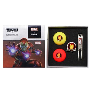 Volvik 漫威三層高爾夫球 2入 + 球標 + 果嶺叉組合, 鋼鐵人, 1套