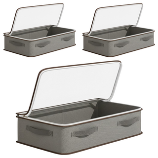 小麥購物 可折疊布藝床底收納箱 L431, 3個, 灰色