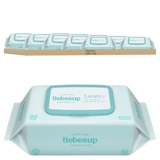 Bebesup Light 輕柔壓花嬰兒濕紙巾 10包 80抽, 50g, 1箱