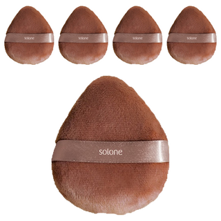Solone 台灣公司貨 特級植絨/泰迪長絨定妝撲, 咖色, 5個