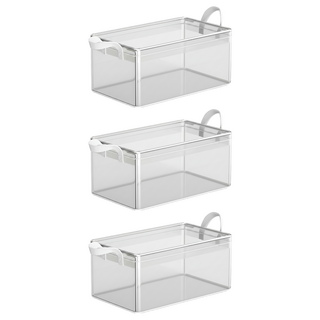 PVC透明手提可折疊衣物收納箱 大款 50 x 30 x 27cm, 透明色, 3個