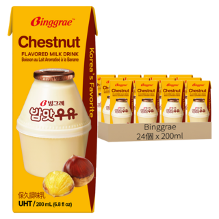 Binggrae 栗子牛奶 保久調味乳, 200ml, 24個