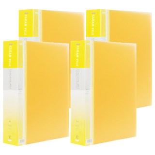 ECO Chungwoon PP材質透明文件夾 A4尺寸 100口袋, 黃色, 4本