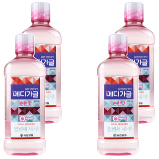 유한덴탈케어 메디가글 순한맛 구강청결제 복숭아향, 750ml, 4개