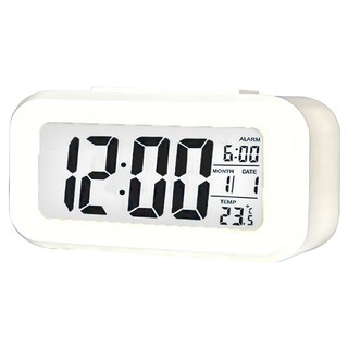懶人鬧鐘 Set 2個, LED大屏幕 貪睡模式 時間日期溫度顯示, 白色
