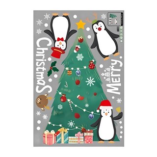 半島良品 聖誕款DIY壁貼, 60 x 90cm, 聖誕樹企鵝