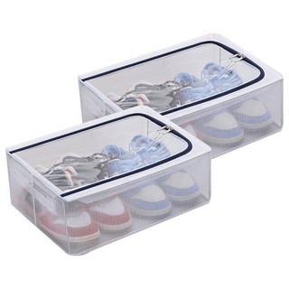 Mega 大容量折疊床下收納箱 鞋盒款式, 40 x 30 x15cm, 透明, 2個