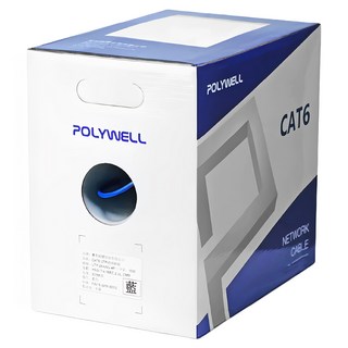 POLYWELL 寶利威爾 CAT6 UTP網路線箱線 PW15-W59-B002, 305m, 藍色, 1條