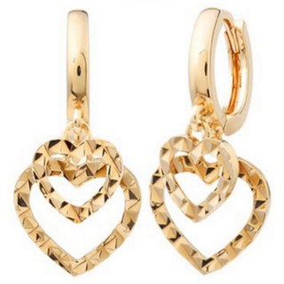 勞爾斯頓 女性用 拉烏斯通 14K 金針 切面愛心 圈式一鍵扣垂墜 閃耀愛心耳環 JK186 + 盒子