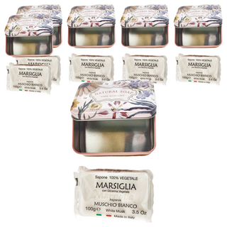 康汰 義翠莉 甘油馬賽皂 白麝香 鐵盒裝, 100g 義大利製, 6組