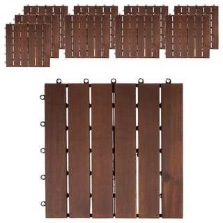 Tamsaa 組裝式洋槐實木地板, Set 10入, 深棕色