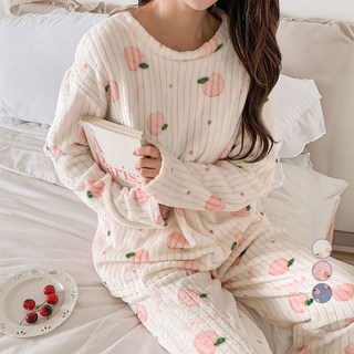 afinar 女性長袖圖案超細纖維睡衣套裝