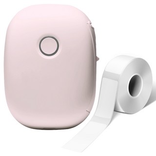 탐사 블루투스 미니 네임스티커 감열식 라벨기 휴대용 라벨 프린터 + 라벨지 1롤 세트, 1개, 핑크