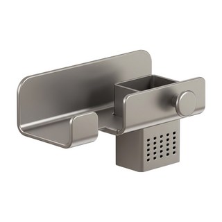 超級工廠 多功能吹風機架 加厚碳鋼材質壁掛式浴室收納架, 灰色, 1個