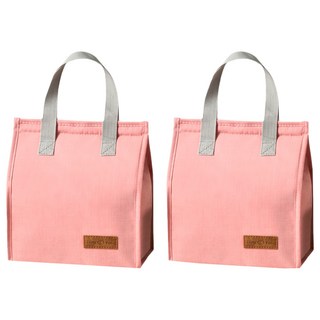 牛津布保溫保冷包 粉紅 灰色手柄, 22.5 x 25.5 x 13cm, 2個