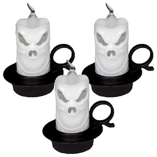 3"亮燈蠟燭油燈擺飾, 白色