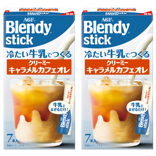 AGF Blendy 咖啡牛奶歐蕾 焦糖風味, 6.5g, 7個裝, 2盒