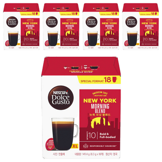 NESCAFE 雀巢咖啡 Dolce Gusto 多趣酷思 紐約美式晨光濃烈咖啡膠囊 中烘焙, 8.3g, 18顆, 5盒