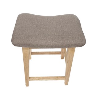 西力特方形原木椅凳 櫸樹原木 亞麻布坐墊, 米灰色, 1個