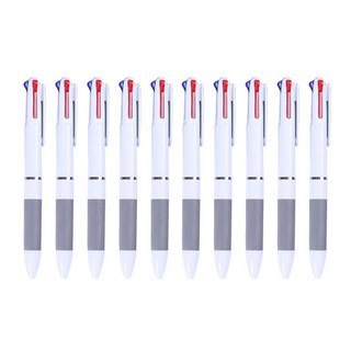 홀리픽 3색 볼펜 세트, 화이트(볼펜), 블랙 + 레드 + 블루(잉크), 10개