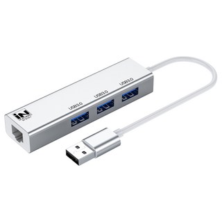 iN NETWORK USB3.0 3埠集線器 + Gigabit網卡 IN-3U3L1, 混合顏色