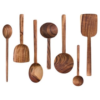 復古相思木鍋鏟七件組 (無漆), 鍋鏟 7件, CAFJ3007, 1組