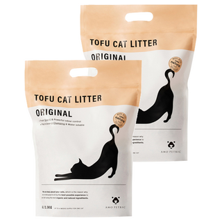 AMO PETRIC 愛摸 天然大豆纖維貓砂 6L 天然豆香味 強力凝結 2mm顆粒, 2.5kg, 2袋
