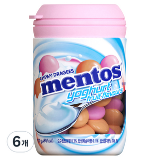 mentos 曼陀珠 罐裝曼陀珠 優格口味, 120g, 6罐