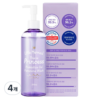 뷰티레시피 인어공주 프로바이오틱스 젤 여성청결제, 4개, 300ml