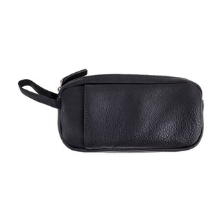 真皮頭層牛皮手提手拿包男夾 - 內襯滌綸, 20 × 10.5 × 5cm, 黑色