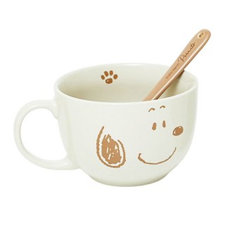 Peanuts 史努比陶瓷麥片碗+湯匙組, 1個, 史努比 白色