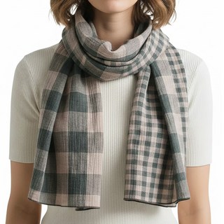 varvisu 棋盤格棉質雙面圍巾