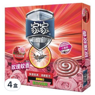 家家 玫瑰蚊香, 120g, 4盒, 玫瑰色