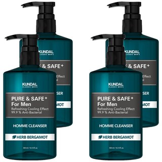 KUNDAL 昆黛爾 男性私密處專用Pure&Safe涼感清潔露 草本香檸檬香, 300ml, 4瓶