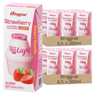 Binggrae light 保久調味乳 草莓風味, 200ml, 12入