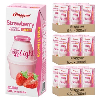 Binggrae light 保久調味乳 草莓風味, 200ml, 18入