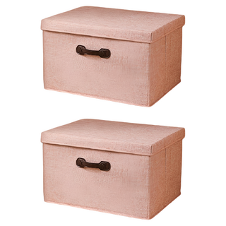 加厚手提可堆疊牛津布可折疊收納儲物箱, 胭脂粉, 30L, 2個