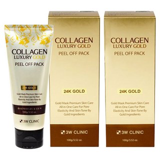 3W CLINIC 膠原蛋白奢華黃金撕拉面膜 100g, 1條, 2條