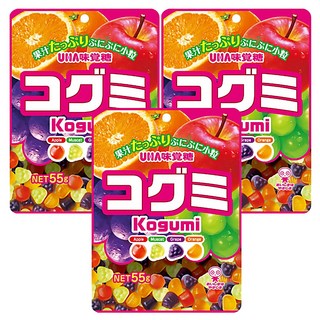 UHA 味覺糖 Kogumi 酷Q彌軟糖, 100%果汁製作, 小巧有嚼勁, 55g, 3包