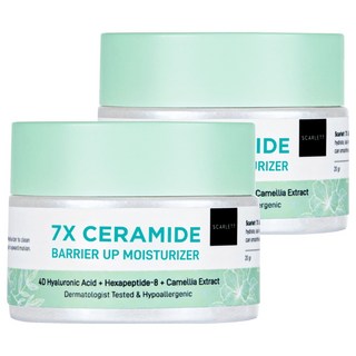 SCARLETT 7X神經醯胺 屏障修復保濕霜 4D玻尿酸 + 六胜肽-8 + 山茶花提取物 經皮膚科醫生測試 低過敏性, 20g, 2罐