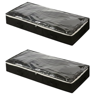 TAILI 太力 牛津布床底收納袋防潮衣物整理箱床底置物, 黑色, 2個