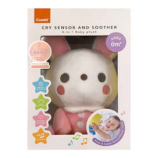 Combi 康貝 四合一聲光舒眠安撫玩具 Baby LULA 18781，0個月以上適用，哭聲感應，LED夜燈，子宮音，五首搖籃曲, 14.5 x 12 x 18.5cm, 1個