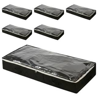 TAILI 太力 牛津布床底收納袋防潮衣物整理箱床底置物, 黑色, 6個