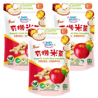 BABY SECRET 寶寶的秘密 有機米菓, 花東米 + 蘋果 + 地瓜, 25g, 3包