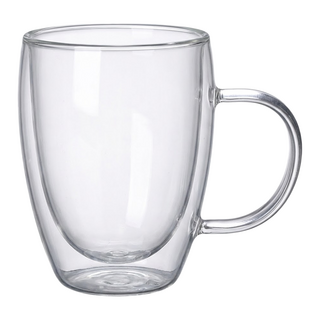 耐熱雙層玻璃馬克杯 圓潤杯口 隔熱防燙 350ml, 透明色, 1個