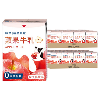 味全 蘋果牛乳, 200ml, 48瓶