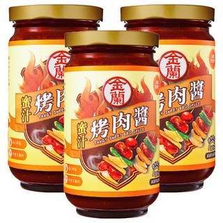 金蘭 蜜汁烤肉醬 減鹽新配方 添加柳橙果汁, 240g, 3罐