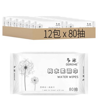 多米純水柔濕巾, 80抽, 12包