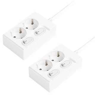One Stop 獨立開關電源延長線 2孔, 2個, 白色, 1m